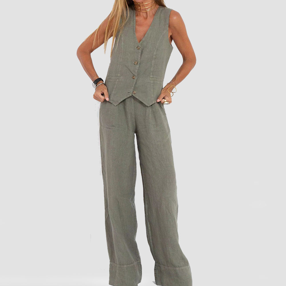 Livia™ | Ensemble Décontracté Chic en Lin Naturel