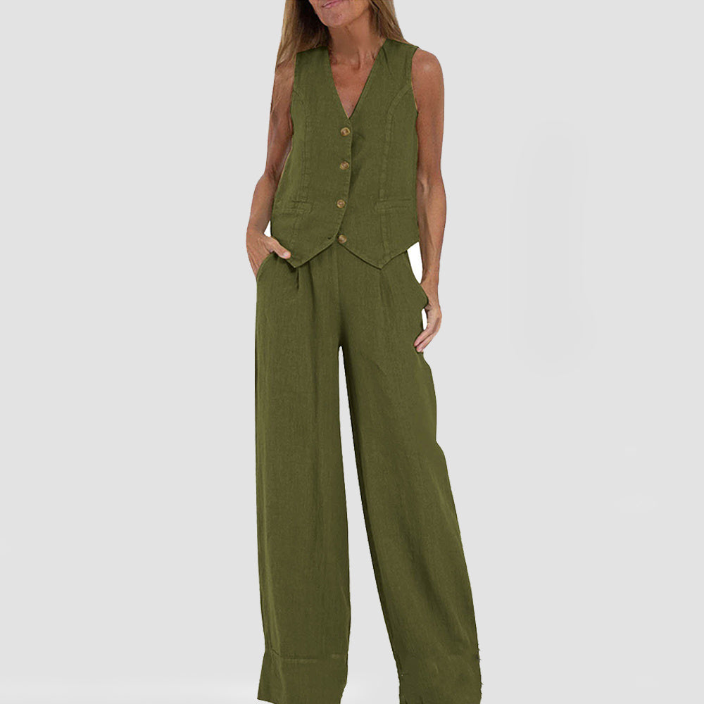 Livia™ | Ensemble Décontracté Chic en Lin Naturel