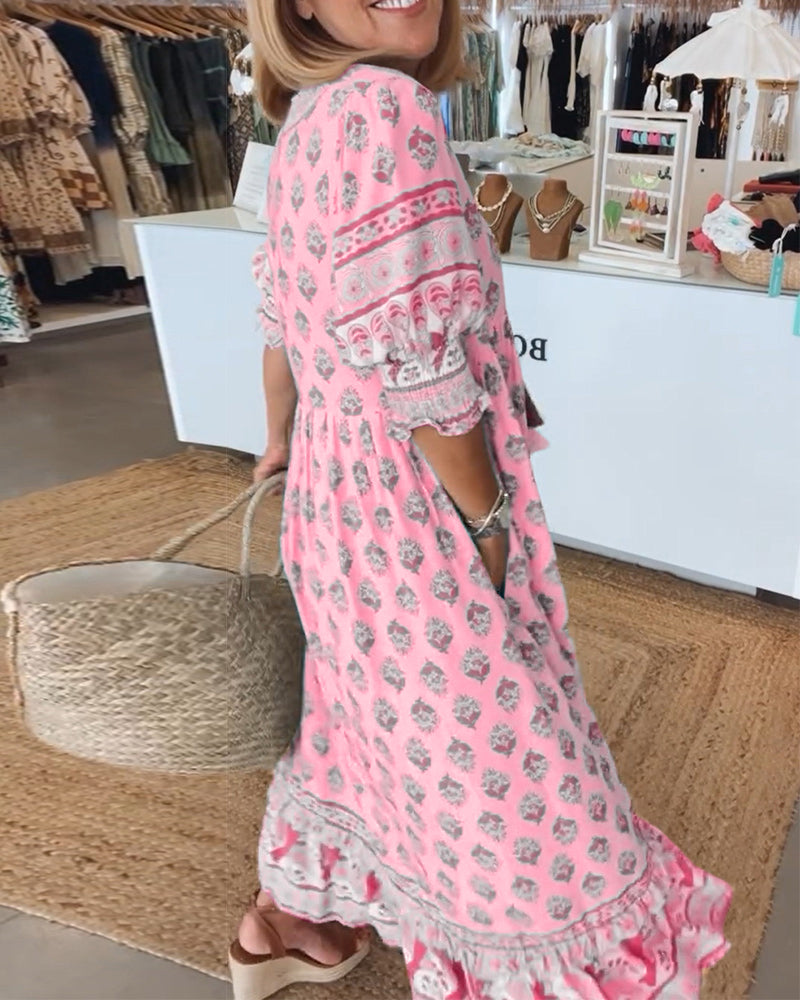 Mana™ | Robe Chic à Fleurs avec Décolleté en V