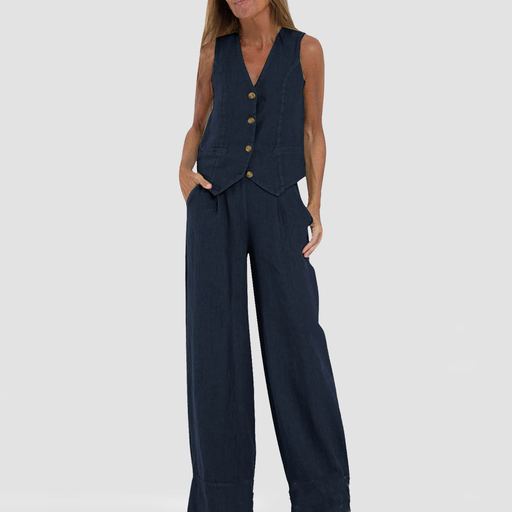 Livia™ | Ensemble Décontracté Chic en Lin Naturel