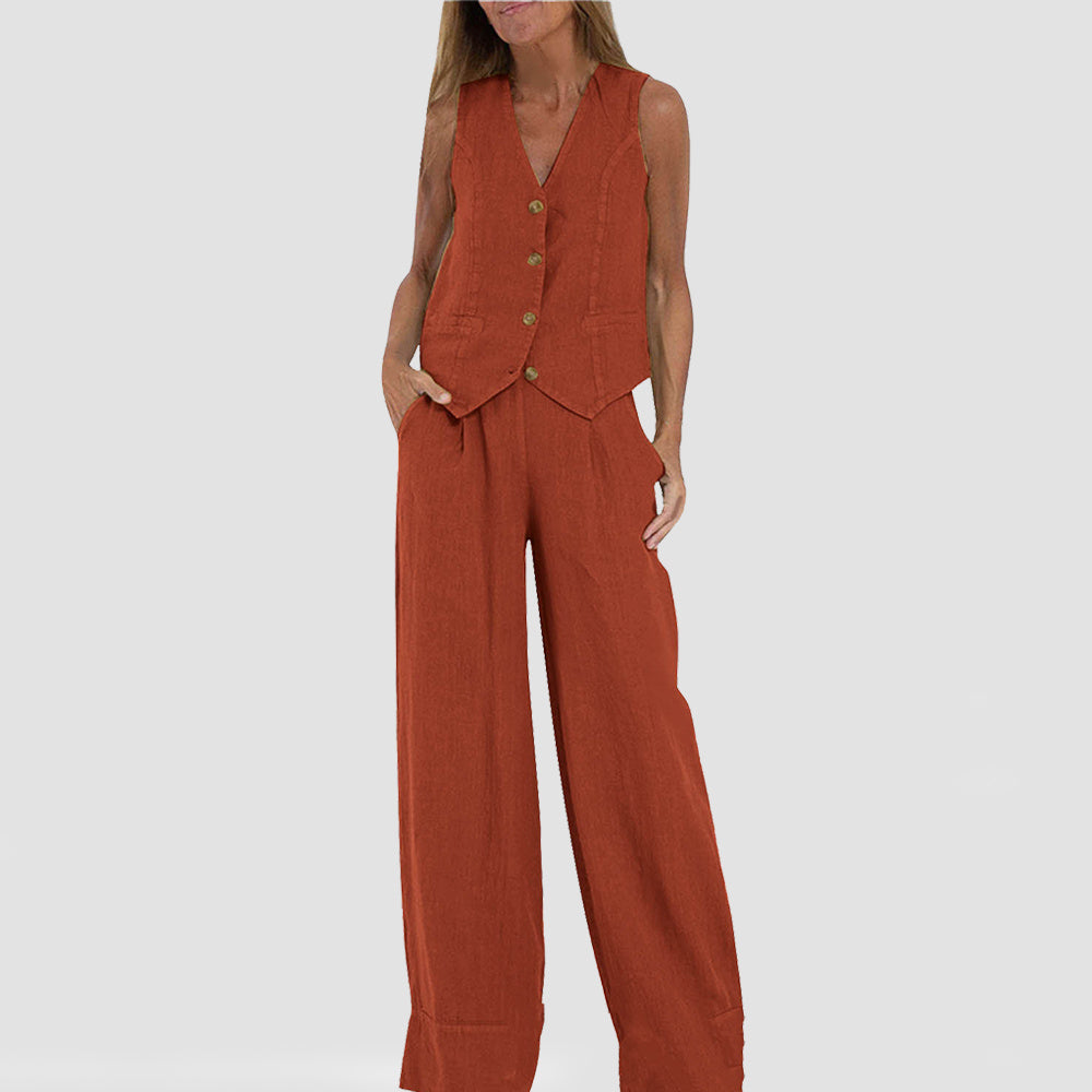 Livia™ | Ensemble Décontracté Chic en Lin Naturel