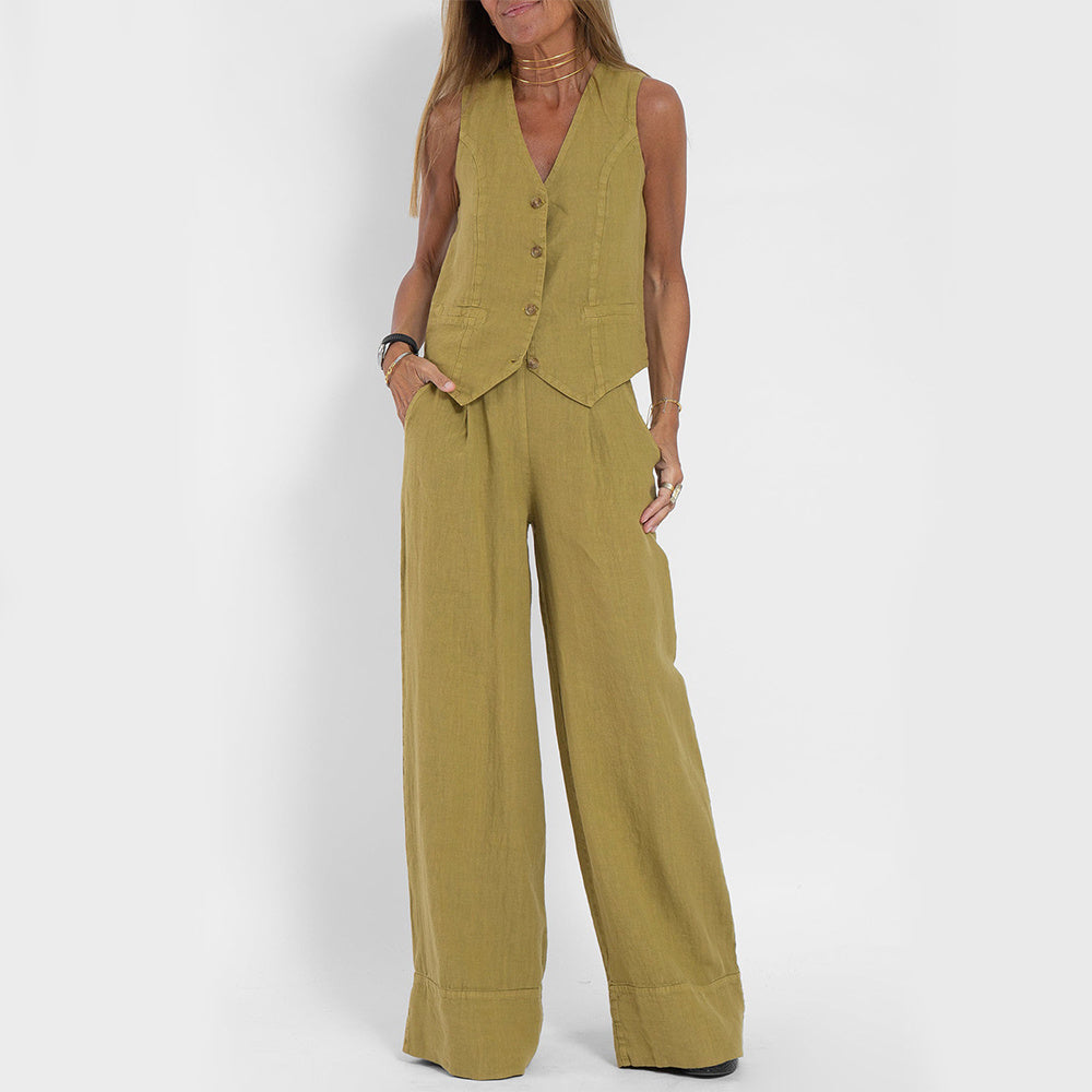 Livia™ | Ensemble Décontracté Chic en Lin Naturel