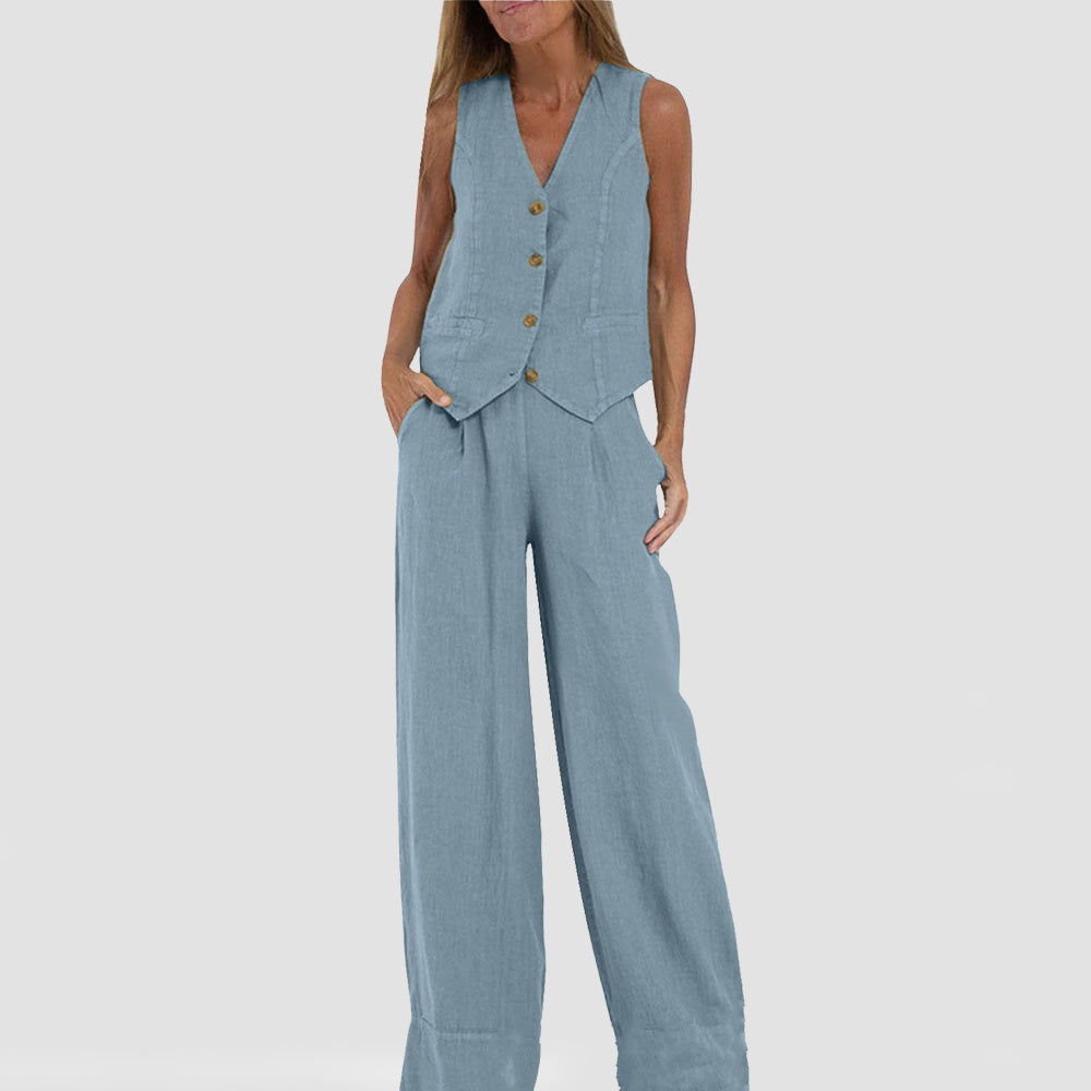 Livia™ | Ensemble Décontracté Chic en Lin Naturel