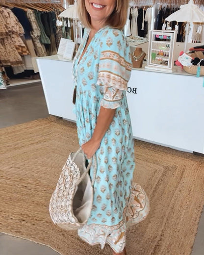 Mana™ | Robe Chic à Fleurs avec Décolleté en V