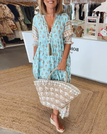 Mana™ | Robe Chic à Fleurs avec Décolleté en V