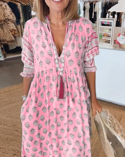 Mana™ | Robe Chic à Fleurs avec Décolleté en V