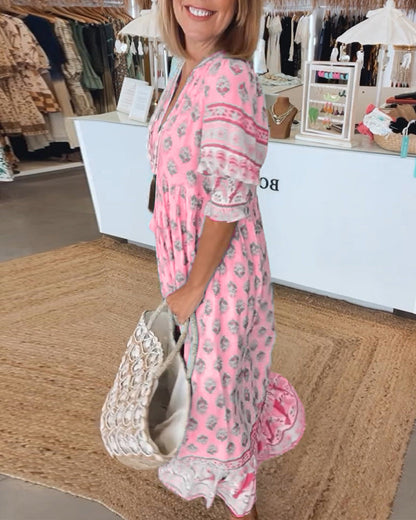 Mana™ | Robe Chic à Fleurs avec Décolleté en V