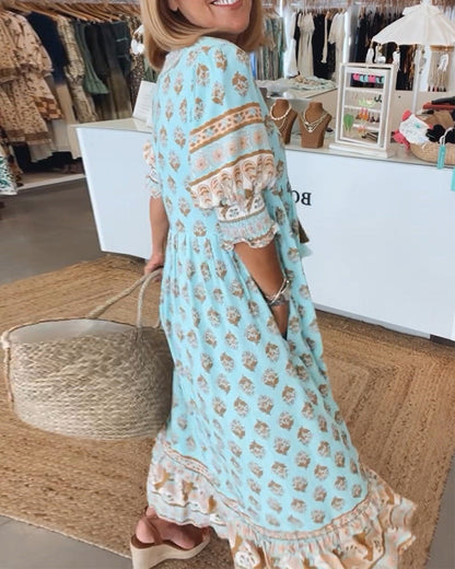 Mana™ | Robe Chic à Fleurs avec Décolleté en V